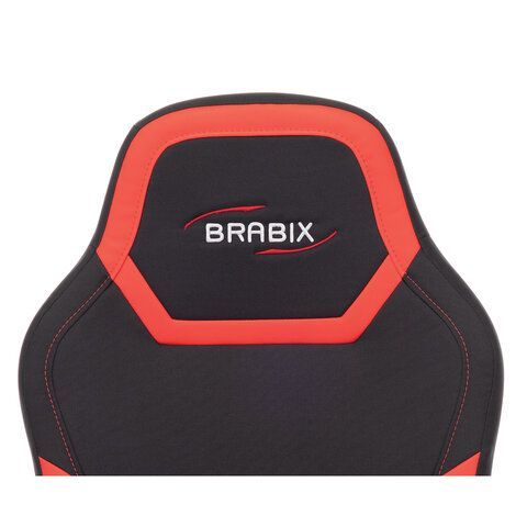 Кресло компьютерное BRABIX &quot;Alpha GM-018&quot;, ткань/экокожа, черное/красное, 532637, GM-018_532637