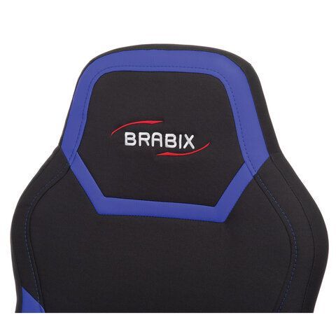 Кресло компьютерное BRABIX &quot;Alpha GM-018&quot;, ткань/экокожа, черное/синее, 532638, GM-018_532638