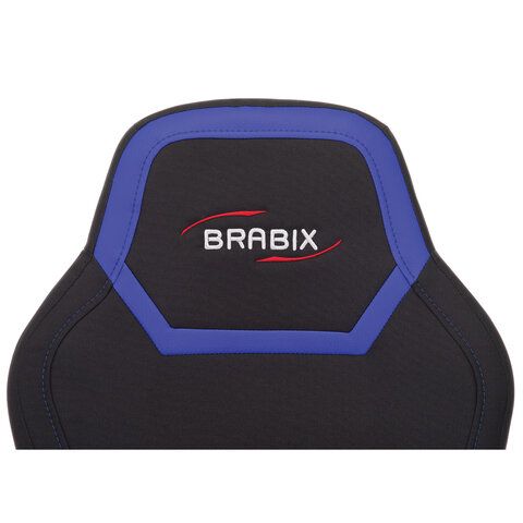 Кресло компьютерное BRABIX &quot;Alpha GM-018&quot;, ткань/экокожа, черное/синее, 532638, GM-018_532638