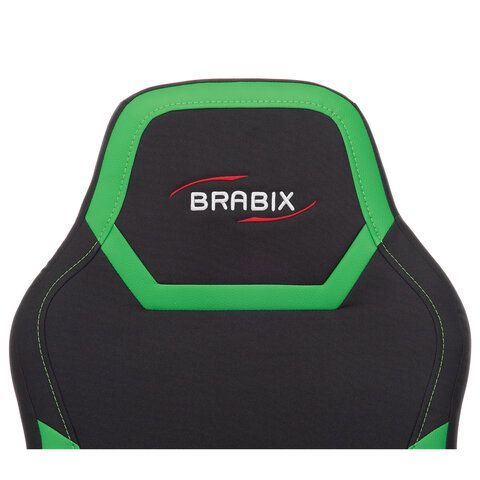 Кресло компьютерное BRABIX &quot;Alpha GM-018&quot;, ткань/экокожа, черное/зеленое, 532639, GM-018_532639