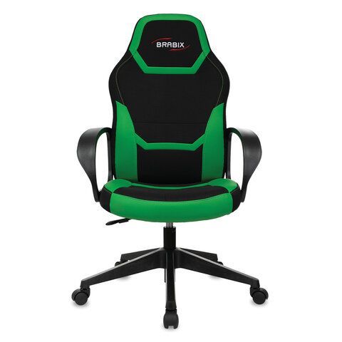 Кресло компьютерное BRABIX &quot;Alpha GM-018&quot;, ткань/экокожа, черное/зеленое, 532639, GM-018_532639