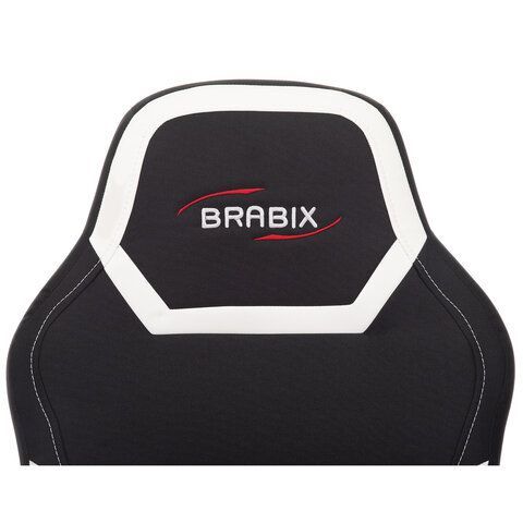 Кресло компьютерное BRABIX &quot;Alpha GM-018&quot;, ткань/экокожа, черное/белое, 532640, GM-018_532640