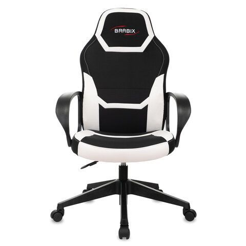 Кресло компьютерное BRABIX &quot;Alpha GM-018&quot;, ткань/экокожа, черное/белое, 532640, GM-018_532640