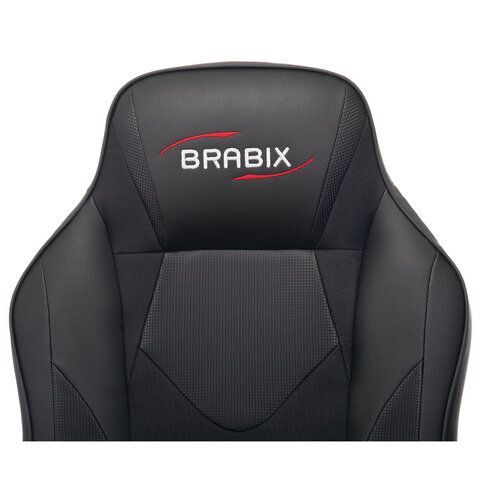 Кресло компьютерное BRABIX &quot;Game GM-017&quot;, экокожа/ткань, черное, 532641, GM-017_532641