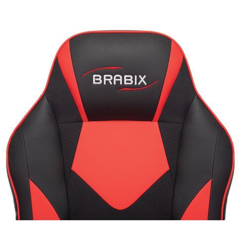 Кресло компьютерное BRABIX &quot;Game GM-017&quot;, экокожа/ткань, черное/красное, 532642, GM-017_532642