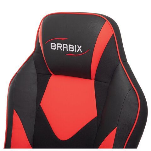 Кресло компьютерное BRABIX &quot;Game GM-017&quot;, экокожа/ткань, черное/красное, 532642, GM-017_532642