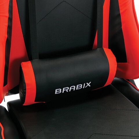 Кресло компьютерное BRABIX &quot;Hunter GM-130&quot;, две подушки, экокожа, черное/красное, 532797