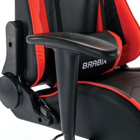 Кресло компьютерное BRABIX &quot;Hunter GM-130&quot;, две подушки, экокожа, черное/красное, 532797