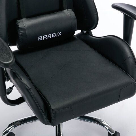 Кресло компьютерное BRABIX &quot;Hunter GM-130&quot;, две подушки, экокожа, черное, 532798