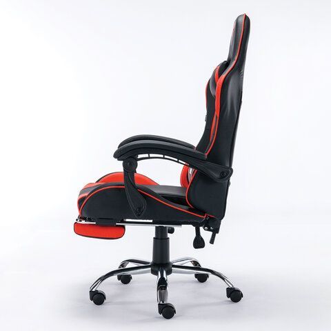 Кресло компьютерное BRABIX &quot;Dexter GM-135&quot;, подножка, две подушки, экокожа, черное/красное, 532799