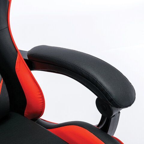 Кресло компьютерное BRABIX &quot;Dexter GM-135&quot;, подножка, две подушки, экокожа, черное/красное, 532799