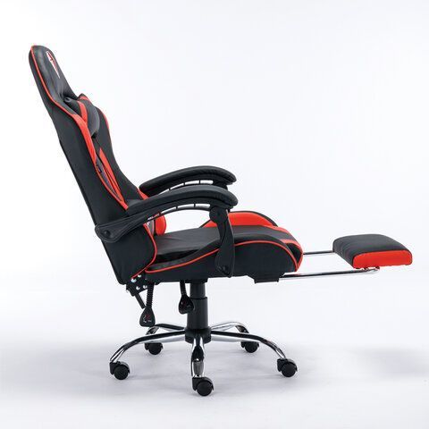 Кресло компьютерное BRABIX &quot;Dexter GM-135&quot;, подножка, две подушки, экокожа, черное/красное, 532799