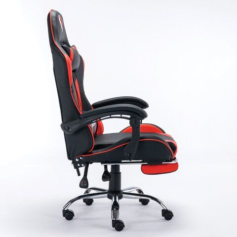 Кресло компьютерное BRABIX &quot;Dexter GM-135&quot;, подножка, две подушки, экокожа, черное/красное, 532799