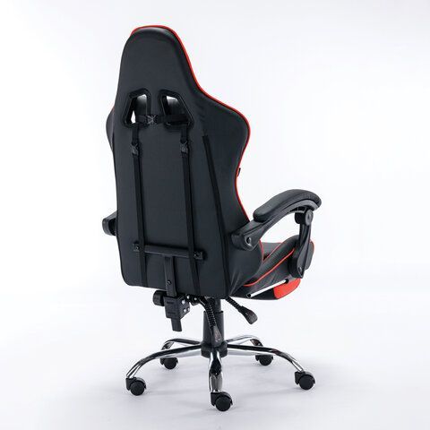 Кресло компьютерное BRABIX &quot;Dexter GM-135&quot;, подножка, две подушки, экокожа, черное/красное, 532799
