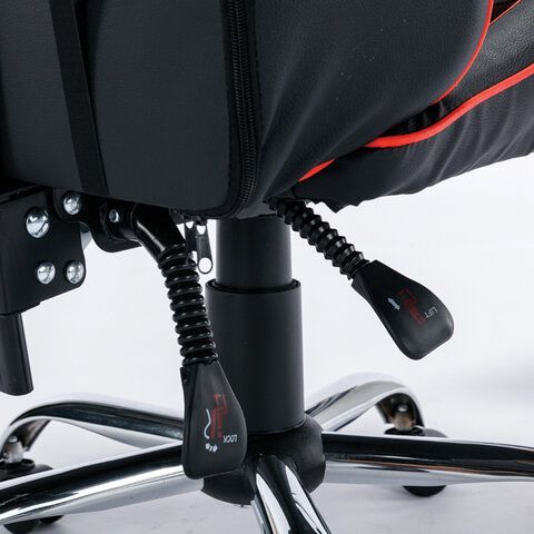Кресло компьютерное BRABIX &quot;Dexter GM-135&quot;, подножка, две подушки, экокожа, черное/красное, 532799