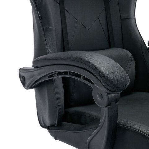 Кресло компьютерное BRABIX &quot;Dexter GM-135&quot;, подножка, две подушки, экокожа, черное, 532800