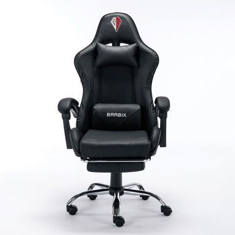 Кресло компьютерное BRABIX &quot;Dexter GM-135&quot;, подножка, две подушки, экокожа, черное, 532800