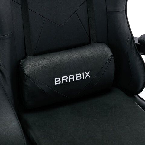 Кресло компьютерное BRABIX &quot;Dexter GM-135&quot;, подножка, две подушки, экокожа, черное, 532800