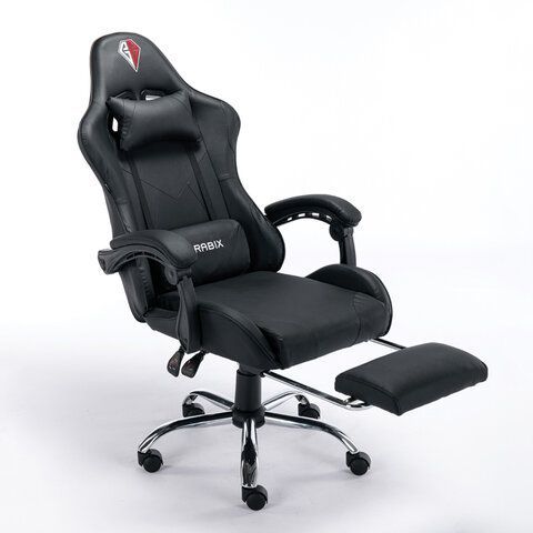 Кресло компьютерное BRABIX &quot;Dexter GM-135&quot;, подножка, две подушки, экокожа, черное, 532800