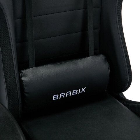 Кресло компьютерное BRABIX &quot;Lumen GM-150 RGB&quot;, подсветка, две подушки, экокожа, черное, 532801
