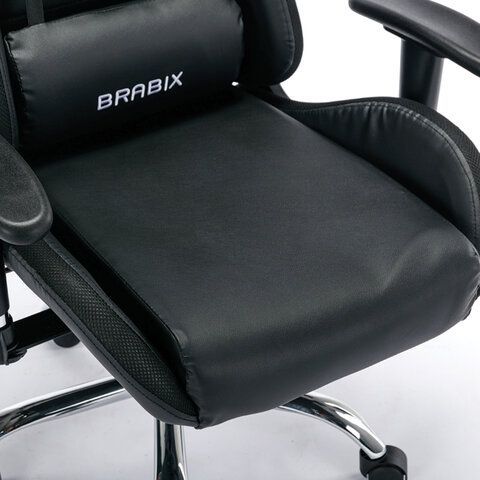 Кресло компьютерное BRABIX &quot;Lumen GM-150 RGB&quot;, подсветка, две подушки, экокожа, черное, 532801