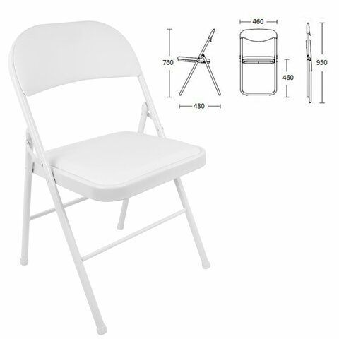 Стул складной BRABIX &quot;Golf Plus CF-003 КОМФОРТ&quot;, белый каркас, кожзам белый, 532888