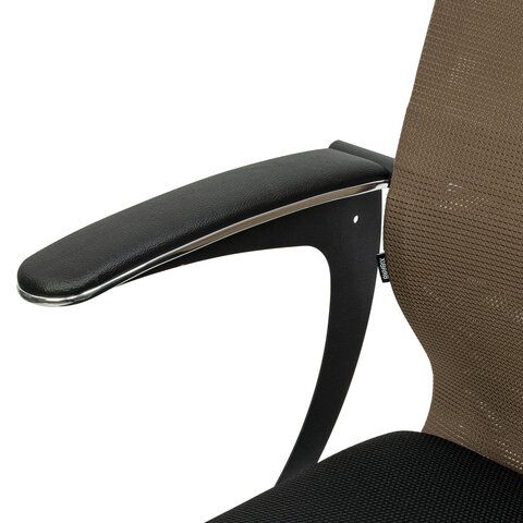 Кресло BRABIX PREMIUM &quot;Ultimate EX-801&quot; хром, плотная двойная сетка Х2, черное/коричневое, 532920
