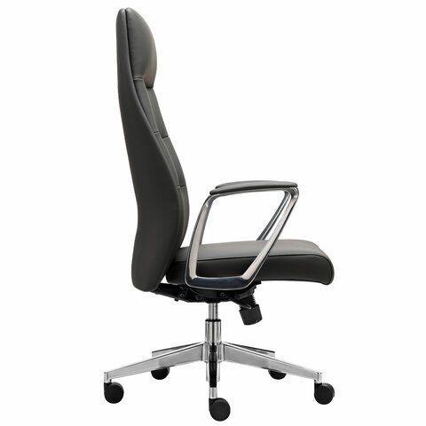 Кресло BRABIX PREMIUM Adept EX-752, синхромеханизм, алюминий, экокожа, черное, 532930