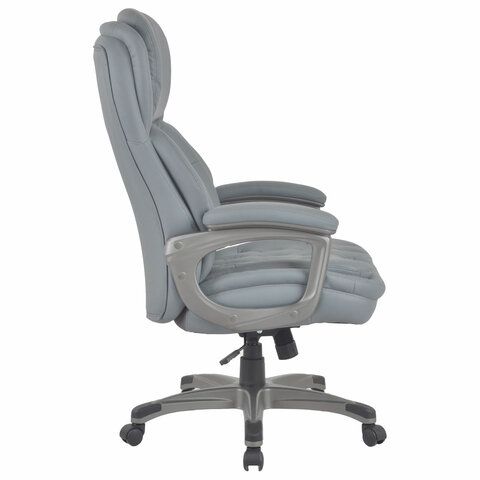 Кресло BRABIX PREMIUM &quot;Regal EX-557&quot;, НАГРУЗКА до 150кг., пружинный блок, экокожа, серое, 532946