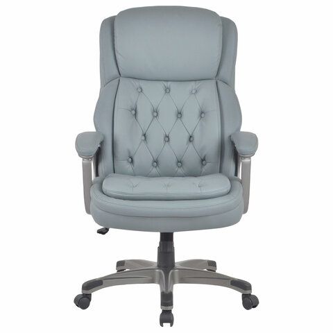 Кресло BRABIX PREMIUM &quot;Regal EX-557&quot;, НАГРУЗКА до 150кг., пружинный блок, экокожа, серое, 532946