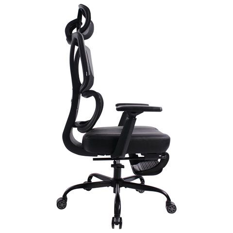 Кресло BRABIX PREMIUM &quot;Venom GM-530&quot;, подножка, синхромеханизм, экокожа/сетка, черное/серое, 532951