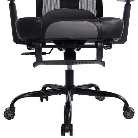 Кресло BRABIX PREMIUM &quot;Venom GM-530&quot;, подножка, синхромеханизм, экокожа/сетка, черное/серое, 532951