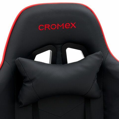 Кресло компьютерное CROMEX &quot;Joker GM-125&quot;, две подушки, экокожа, черное/красное, 532954