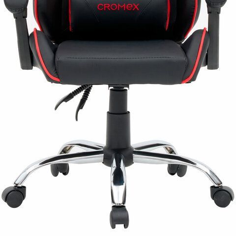 Кресло компьютерное CROMEX &quot;Joker GM-125&quot;, две подушки, экокожа, черное/красное, 532954