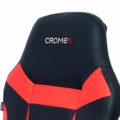 Кресло компьютерное CROMEX &quot;Start GM-105&quot;, две подушки, экокожа, черное/красное, 532957