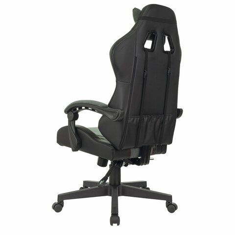 Кресло компьютерное BRABIX &quot;Striker GM-121&quot;, синхромеханизм, 2 подушки, экокожа/велюр, черное/серое, 532961