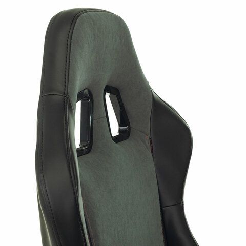 Кресло компьютерное BRABIX &quot;Striker GM-121&quot;, синхромеханизм, 2 подушки, экокожа/велюр, черное/серое, 532961