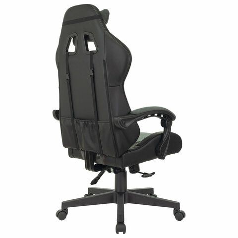 Кресло компьютерное BRABIX &quot;Striker GM-121&quot;, синхромеханизм, 2 подушки, экокожа/велюр, черное/серое, 532961
