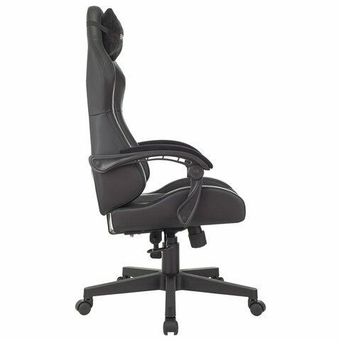 Кресло компьютерное BRABIX &quot;Striker GM-121&quot;, синхромеханизм, 2 подушки, экокожа/велюр, черное, 532962