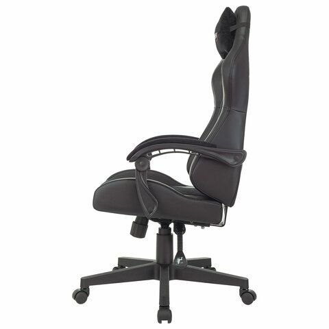 Кресло компьютерное BRABIX &quot;Striker GM-121&quot;, синхромеханизм, 2 подушки, экокожа/велюр, черное, 532962