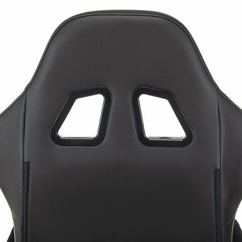 Кресло компьютерное BRABIX &quot;Striker GM-121&quot;, синхромеханизм, 2 подушки, экокожа/велюр, черное, 532962