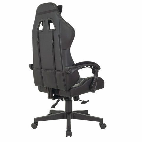 Кресло компьютерное BRABIX &quot;Striker GM-121&quot;, синхромеханизм, 2 подушки, экокожа/велюр, черное, 532962