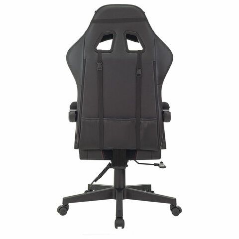 Кресло компьютерное BRABIX &quot;Striker GM-121&quot;, синхромеханизм, 2 подушки, экокожа/велюр, черное, 532962