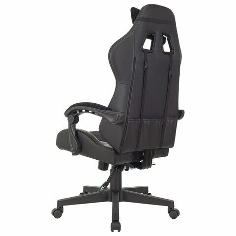 Кресло компьютерное BRABIX &quot;Striker GM-121&quot;, синхромеханизм, 2 подушки, экокожа/велюр, черное, 532962