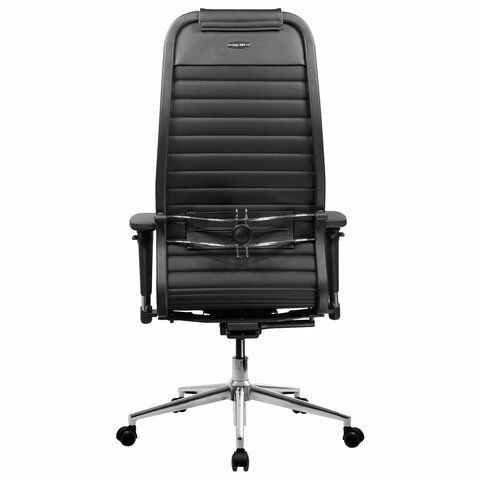 Кресло МЕТТА &quot;ErgoLife&quot; 10 B1-117D, хром, синхромеханизм, 2D-подлокотники, экокожа, черное