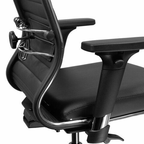 Кресло МЕТТА &quot;ErgoLife&quot; 10 B1-117D, хром, синхромеханизм, 2D-подлокотники, экокожа, черное