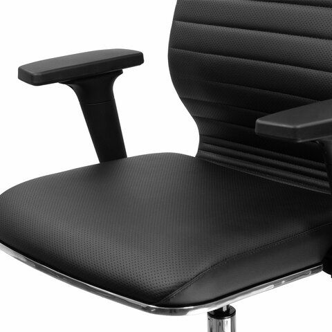 Кресло МЕТТА &quot;ErgoLife&quot; 10 B1-117D, хром, синхромеханизм, 2D-подлокотники, экокожа, черное