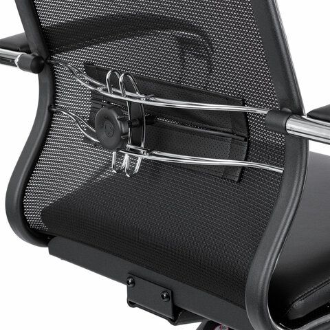 Кресло офисное МЕТТА &quot;SAMURAI&quot; Comfort S, хром, сиденье мягкое, ткань-сетка/экокожа, черное