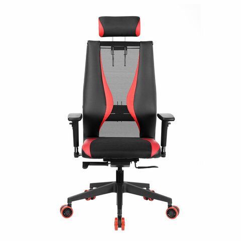Кресло компьютерное МЕТТА &quot;ErgoLife&quot; 10 B2-170D, 2D-подголовник, экокожа/сетка, черное/красное