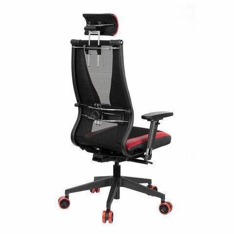 Кресло компьютерное МЕТТА &quot;ErgoLife&quot; 10 B2-170D, 2D-подголовник, экокожа/сетка, черное/красное